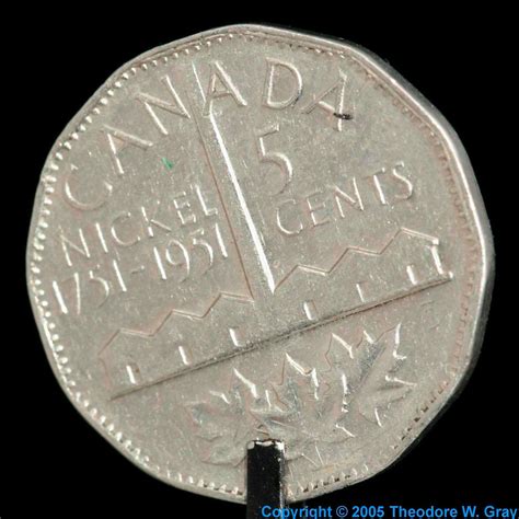 Canadian nickel, a sample of the element Nickel in the Periodic Table