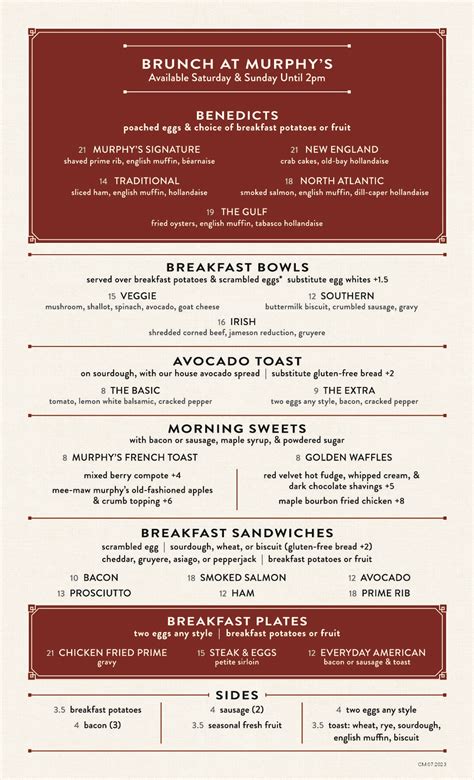 Menu | Murphy's Restaurant