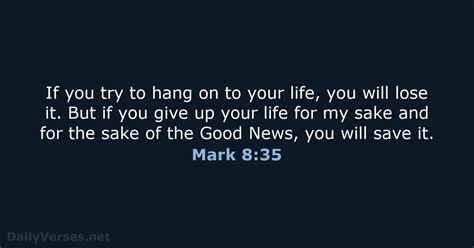 Mark 8:35 - Bible verse (NLT) - DailyVerses.net