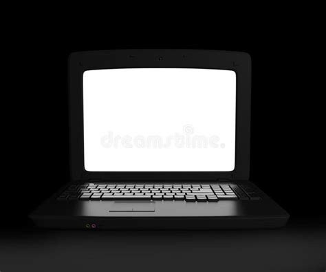 Laptop with White Screen Glowing Stock Illustration - Illustration of ...