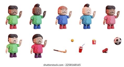 3d Illustration Cartoon Character Pixel Art Stock Illustration ...