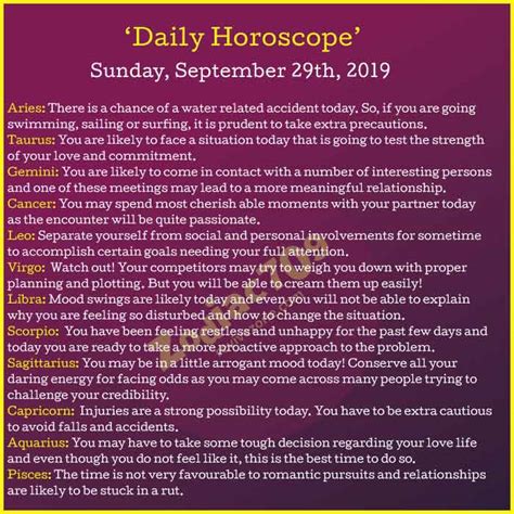 29th September 2019 Horoscope - Revive Zone