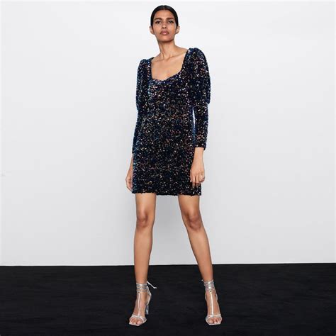 Zara Sequined Velvet Dress | Fashion, Taffetta dress, Pretty sweaters