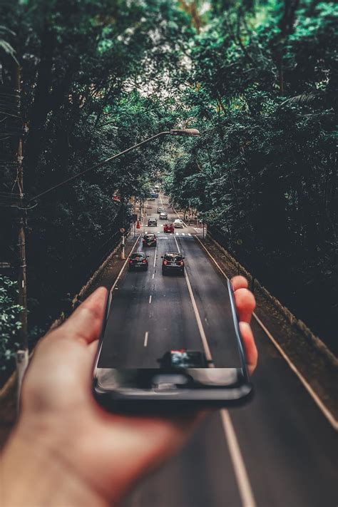 HD wallpaper: mobile, photography, road, cars, trees, forest, traffic, ios | Wallpaper Flare