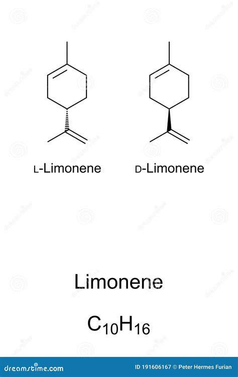 Limonene Molecule - Structural Chemical Formula And Model Vector ...