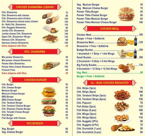 Al Baik Menu, Menu for Al Baik, Charni Road, Mumbai - Zomato