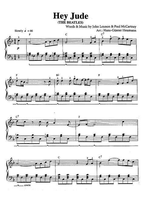 HEY JUDE Easy Piano Sheet music | Easy Sheet Music