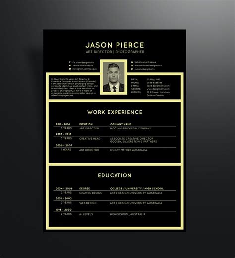 free-black-professional-resume-template | Best resume template, Cv design template, Cv design