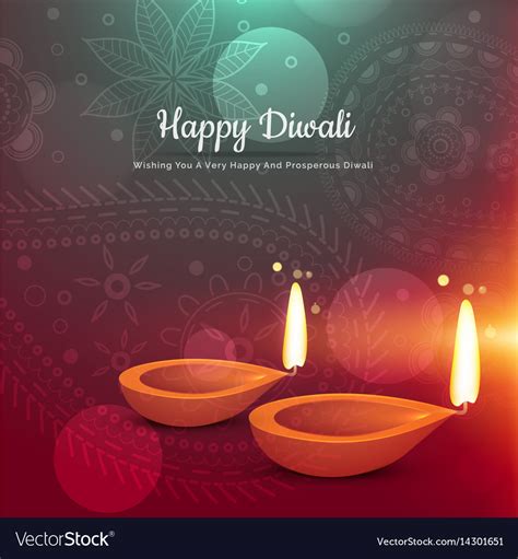 Beautiful happy diwali diya greeting card Vector Image