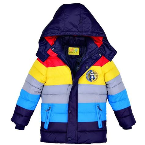 Retail 2018 New Winter Boy Coat striped Color Boys Cotton padded Jacket Kids Winter Duck Down ...