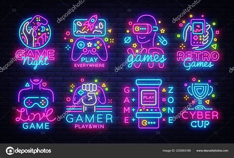 Premium Vector Video Games Logos Collection Neon Sign - vrogue.co