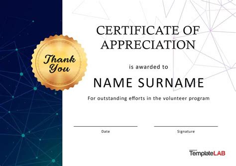 Volunteer Of The Year Certificate Template | Free Design Template