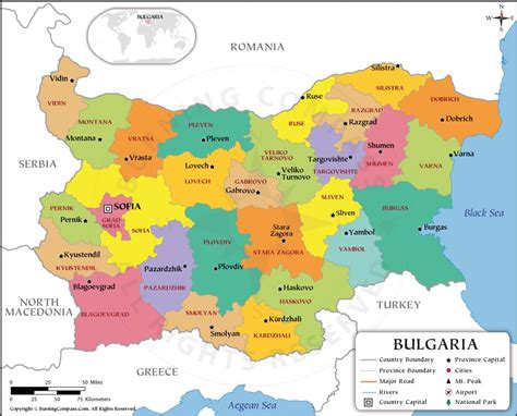 Bulgaria Province Map, Bulgaria Political Map