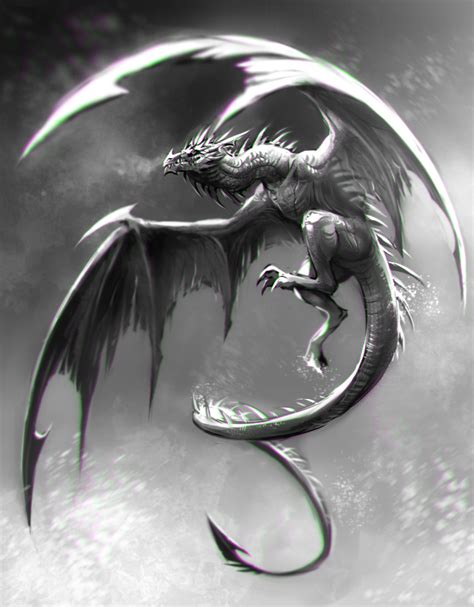 BW Wyvern Speed Painting by Kawiku on deviantART Mythological Creatures, Mythical Creatures ...