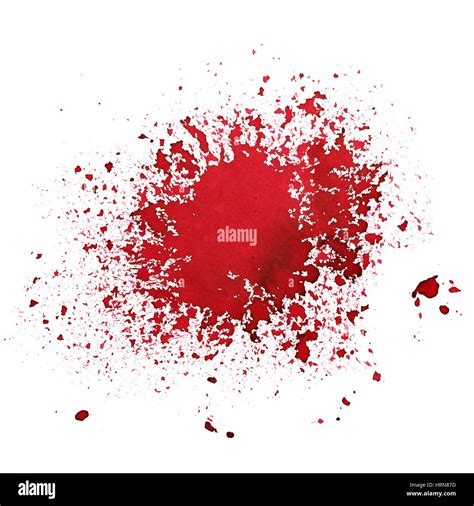 Red ink splatter isolated over the white background Stock Photo - Alamy