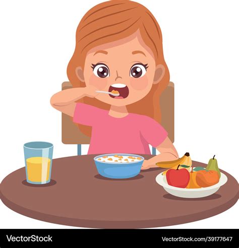 Eat Breakfast Clipart Girl