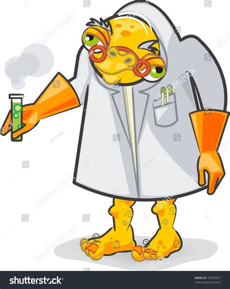 Creepy Cartoon Mad Scientist Holds Testtube Stock Vector (Royalty Free ...