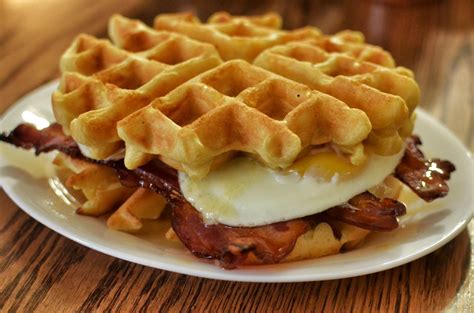 Easy breakfast Belgian waffle burger recipe