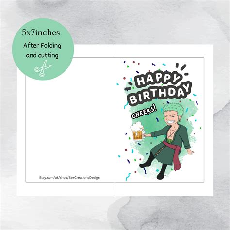 Happy Birthday Roronoa Zoro, One Piece Anime Birthday Card - Etsy