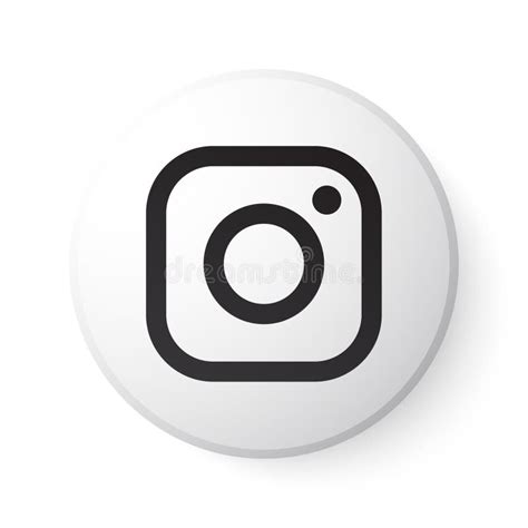 Instagram Circle White Button with Black Logo. Social Media Icon with Modern Design for White ...