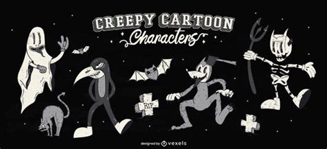 Creepy Halloween Cartoon Character Set Vector Download