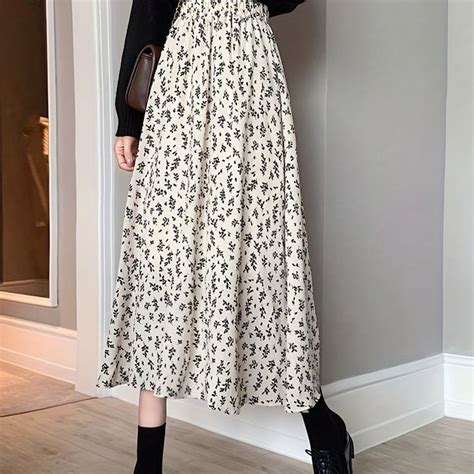 Floral Print Elastic Waist Skirt, Casual Skirt For Spring & Summer ...