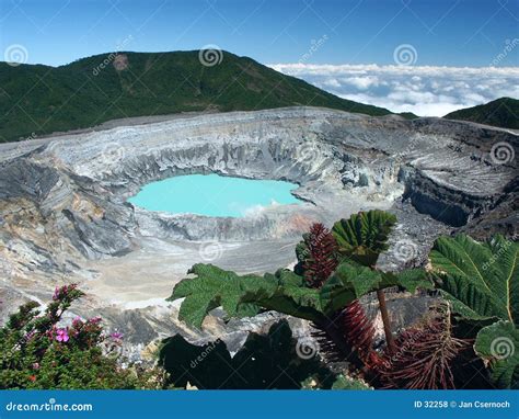 Crater and Lake of Volcano Poas Stock Photo - Image of plants, volcano: 32258