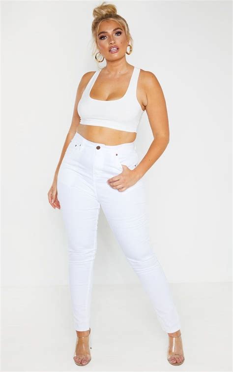 Plus White High Waisted Skinny Jean | Women's plus size jeans, Plus ...