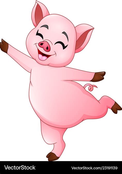 Cartoon little pig dancing Royalty Free Vector Image