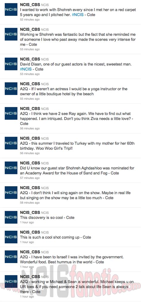 CBS NCIS Live Chat with Cote de Pablo — Transcript (Oct 18 ...