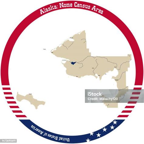 Map Of Nome Census Area In Alaska Usa Stock Illustration - Download ...