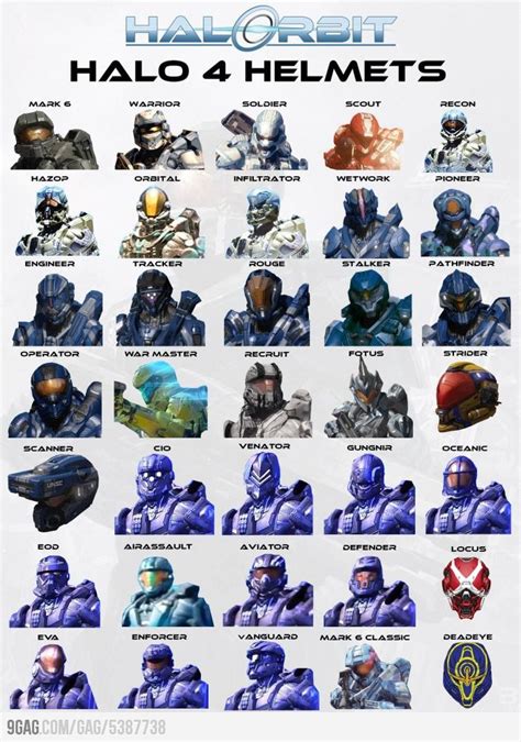 an image of halo 4 helmets for halo 3 and halo 5, which are all in blue