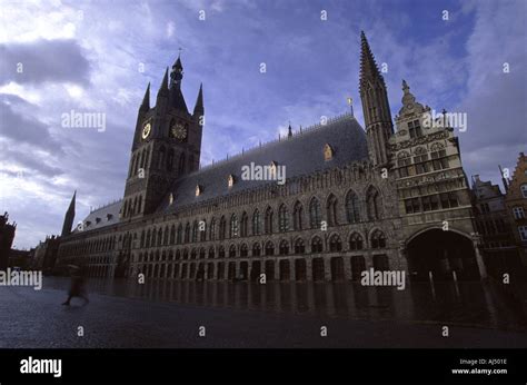 Ypres Cathedral Belgium one rainy morning Stock Photo - Alamy