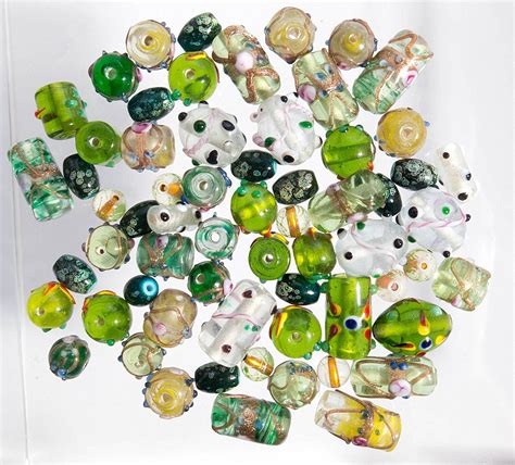 Glass Beads for Jewelry Making for Adults 60-80 Pieces Lampwork Murano ...