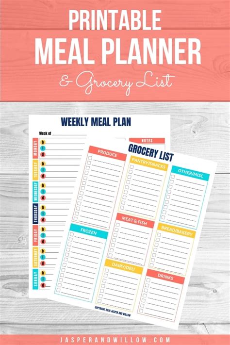 Free Meal Planning Template With Grocery List