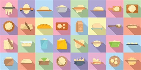 Dough icons set flat vector. Pizza bake 8631355 Vector Art at Vecteezy