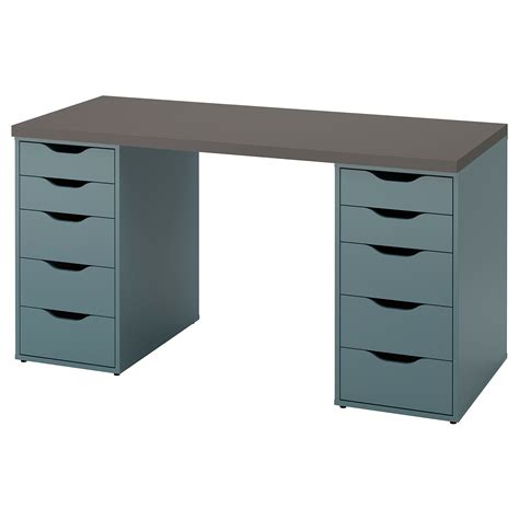 LAGKAPTEN / ALEX Desk - grey/turquoise - IKEA