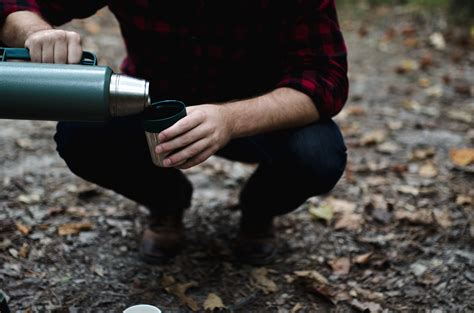 Free Images : hand, man, coffee, spring, soil, drink, camping, thermo ...