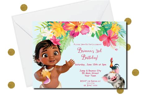 Invitations & Announcements Paper & Party Supplies Baby Moana ...