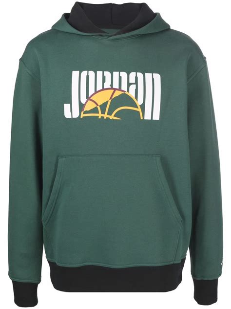 Nike Jordan Logo-print Hoodie In Green | ModeSens