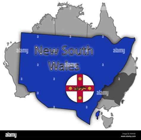 A New South Wales map and flag isolated on a white background Stock ...