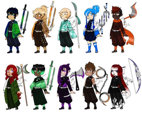 Demon Slayer + Weapons Adopts OPEN 8/10 by FoxiUzumaki on DeviantArt