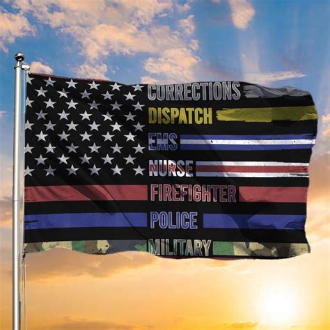 Thin Blue Line First Responder American Flag Corrections Dispatch Ems ...