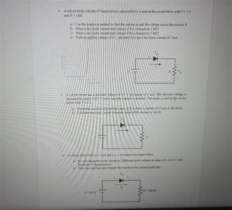 Solved 4. A silicon diode with the I/ characteristics shown | Chegg.com