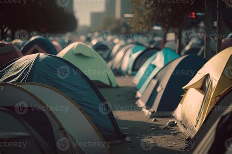 refugee camp tents illustration Generative AI 22081694 Stock Photo at ...