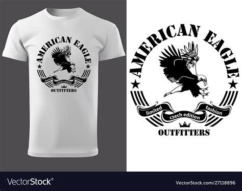 White t-shirt with eagle Royalty Free Vector Image