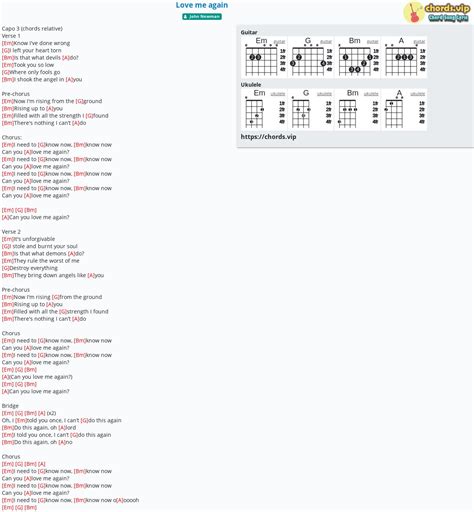 Chord: Love me again - tab, song lyric, sheet, guitar, ukulele | chords.vip