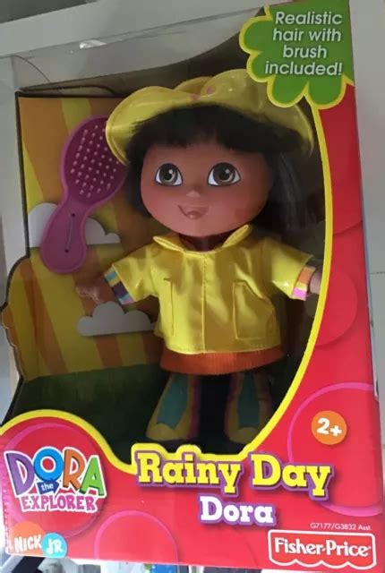 DORA THE EXPLORER Rainy Day 9" Vinyl Face Raincoat Fisher Price 2004 In Box £18.00 - PicClick UK