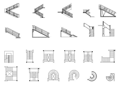 Different staircase structure CAD block layout file in autocad format ...