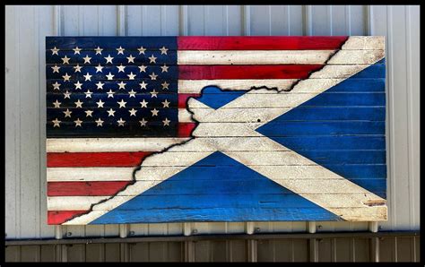 American/scottish Flag, Scottish Flag, Rustic Scotland Flag, American Flag, Rustic Wood Flag - Etsy